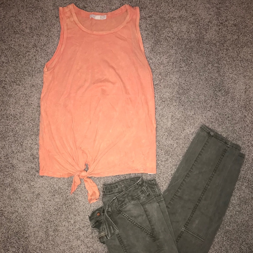 Acid wash orange Forever 21 Small knotted tank